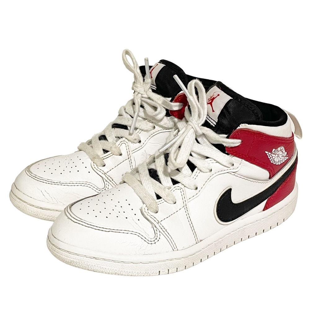 Air‎ Jordan 1 Youth Size 1 Mid Chicago Shoes White Red Black 554724-116